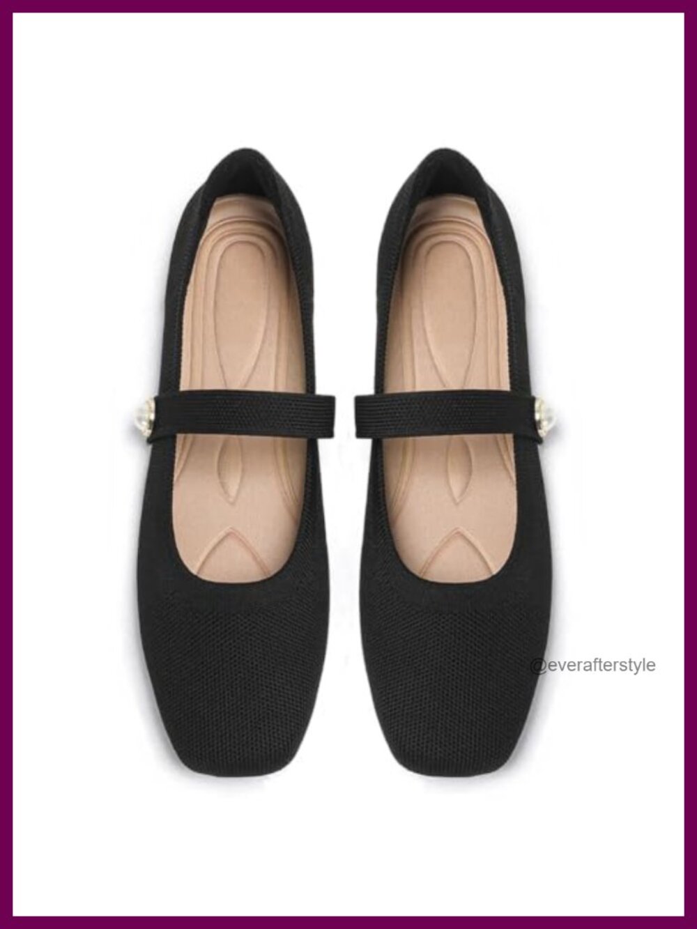 Womens Mary Jane Flats Square Toe Knit Ballet Foldable Washable